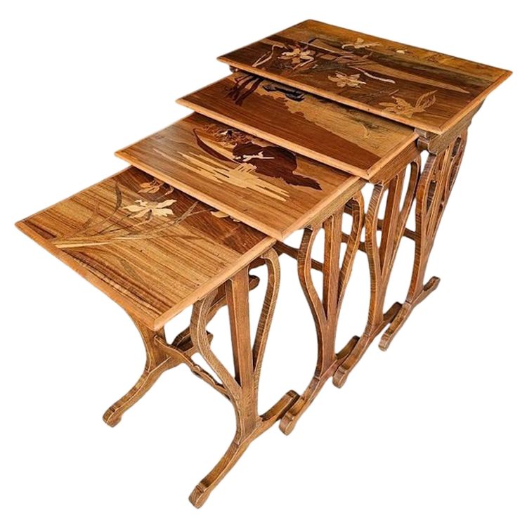 Emile Gallé Art Nouveau Nesting Table "Narcissus"