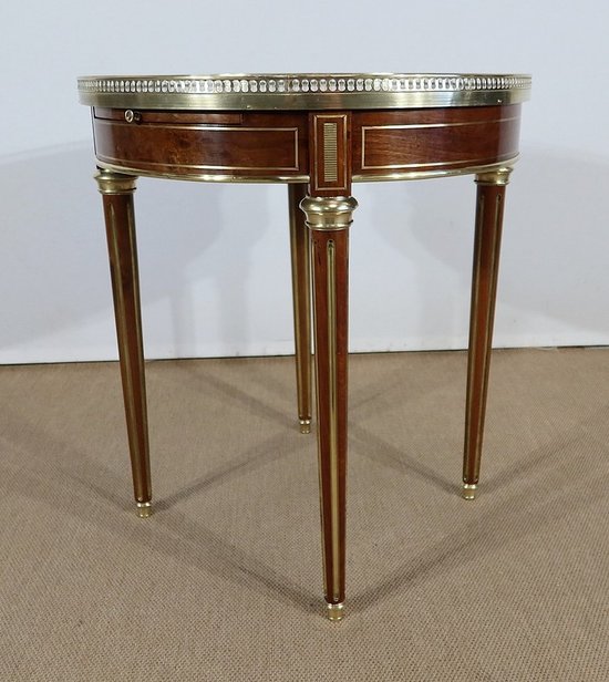  Table Bouillotte en Acajou et Marbre de Carrare, style Louis XVI – milieu XIXe 