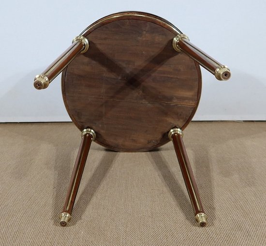  Table Bouillotte en Acajou et Marbre de Carrare, style Louis XVI – milieu XIXe 