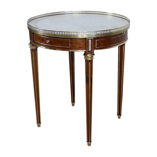  Table Bouillotte en Acajou et Marbre de Carrare, style Louis XVI – milieu XIXe 