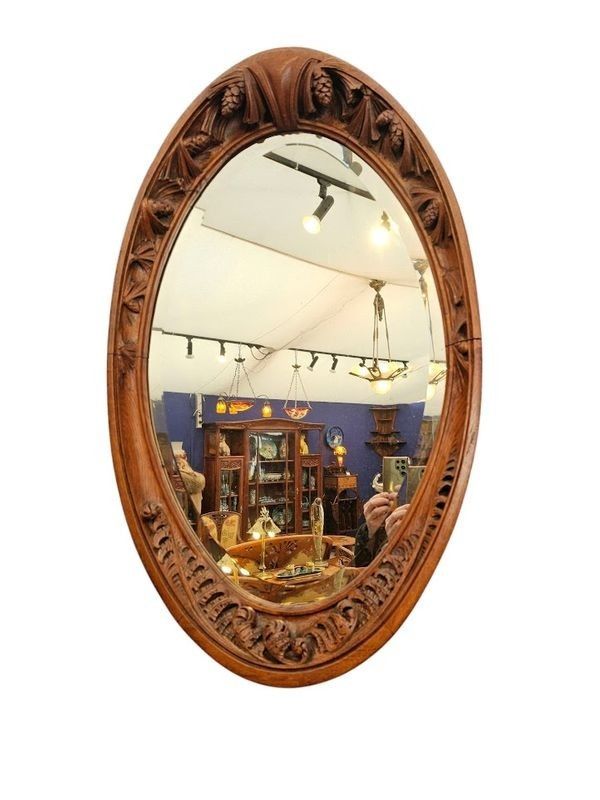 Louis Majorelle Art Nouveau Mirror "Fern and Pine Cones"