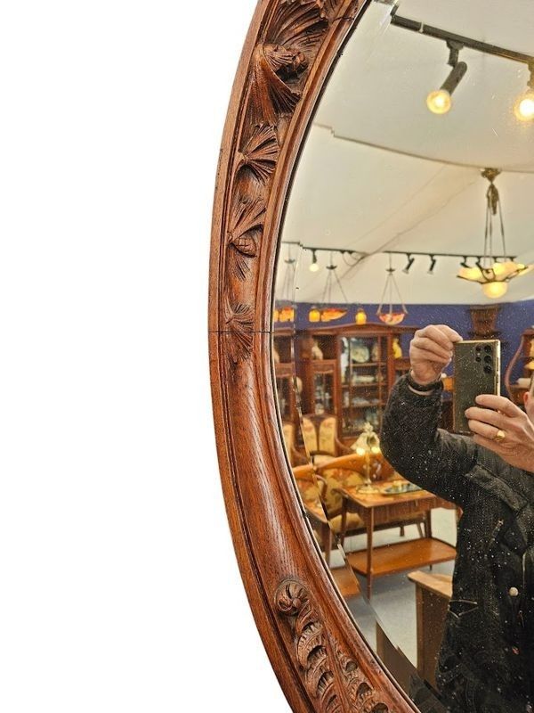 Louis Majorelle Art Nouveau Mirror "Fern and Pine Cones"