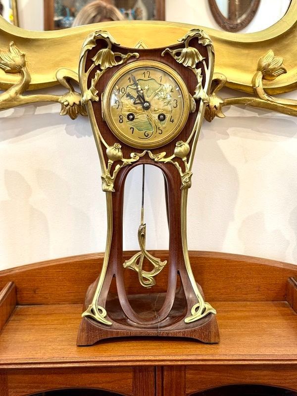 Louis Majorelle Art Nouveau Clock "With Poppies"