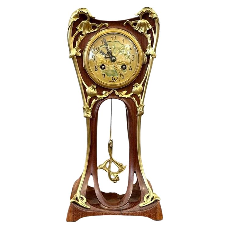 Louis Majorelle Art Nouveau Clock "With Poppies"