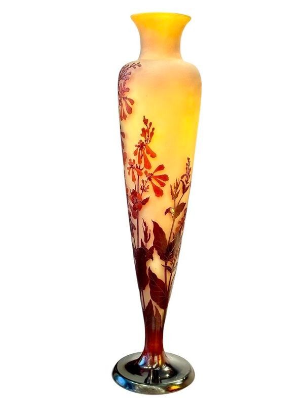 Emile Gallé Large Art Nouveau Vase "Aux Galanes"