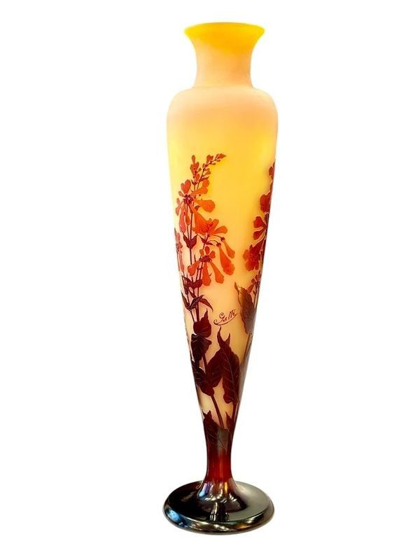 Emile Gallé Large Art Nouveau Vase "Aux Galanes"