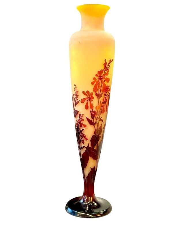 Emile Gallé Large Art Nouveau Vase "Aux Galanes"