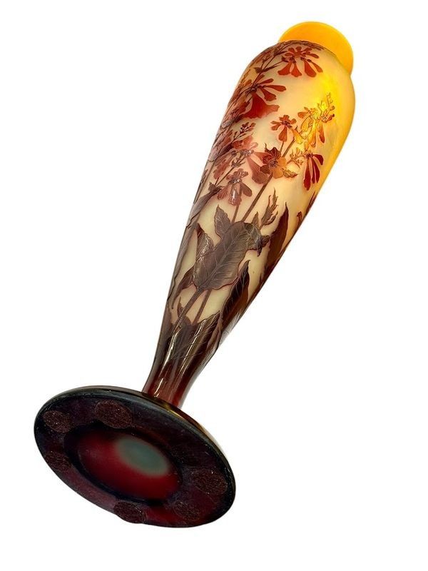 Emile Gallé Large Art Nouveau Vase "Aux Galanes"