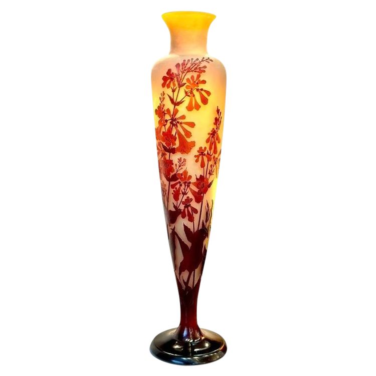Emile Gallé Large Art Nouveau Vase "Aux Galanes"