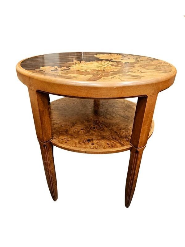 Emile Gallé Table Basse Art Nouveau "Pivoines"