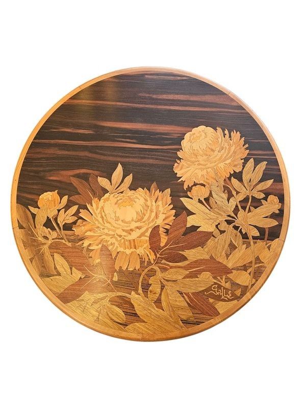 Emile Gallé Table Basse Art Nouveau "Pivoines"