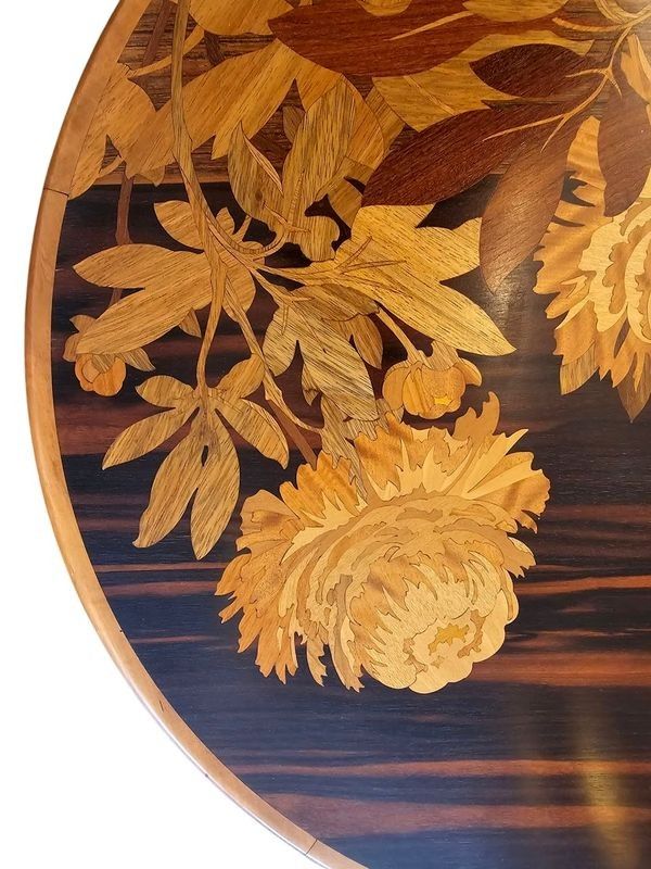 Emile Gallé Table Basse Art Nouveau "Pivoines"