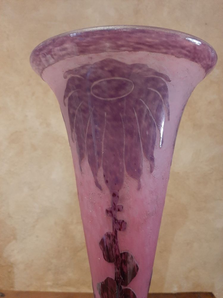 Vase Art-Déco Série Dahlias - Le Verre Français C. Schneider  1923/1926