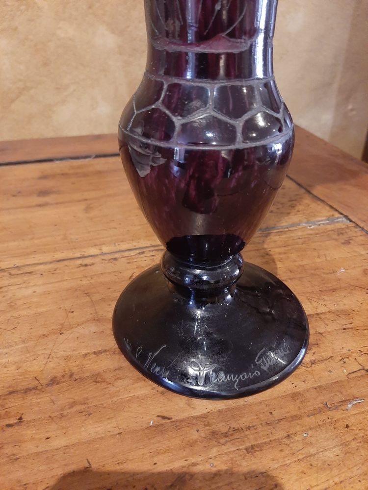 Vase Art-Déco Série Dahlias - Le Verre Français C. Schneider  1923/1926