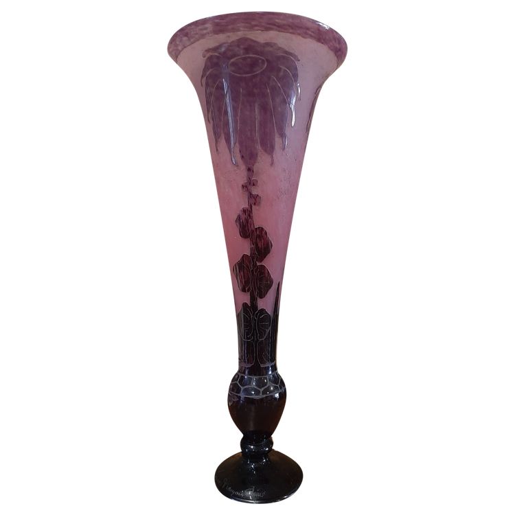 Vase Art-Déco Série Dahlias - Le Verre Français C. Schneider  1923/1926