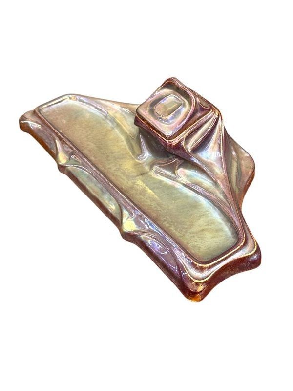 Rambervillers Art Nouveau Inkwell in Flamed Stoneware