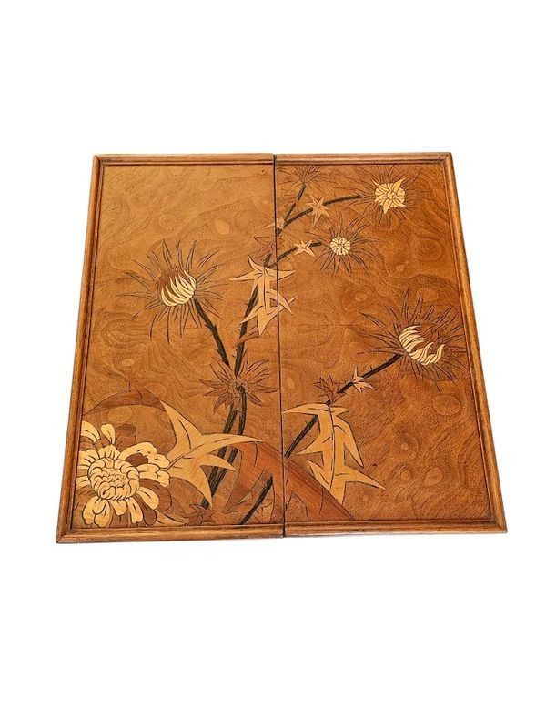 Emile Gallé Table à Jeux Art Nouveau "Chardons"
