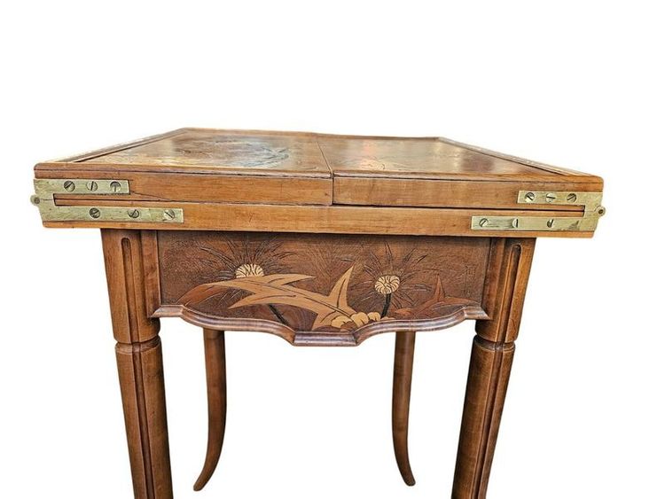 Emile Gallé Table à Jeux Art Nouveau "Chardons"