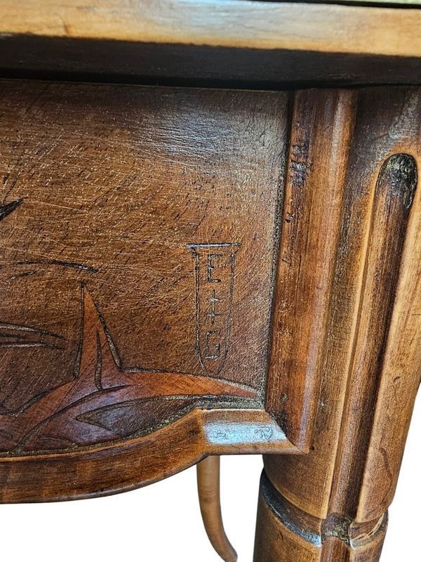 Emile Gallé Table à Jeux Art Nouveau "Chardons"