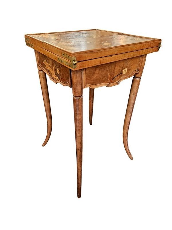 Emile Gallé Table à Jeux Art Nouveau "Chardons"