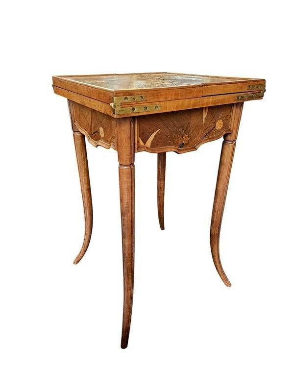Emile Gallé Table à Jeux Art Nouveau "Chardons"