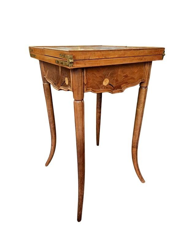 Emile Gallé Table à Jeux Art Nouveau "Chardons"