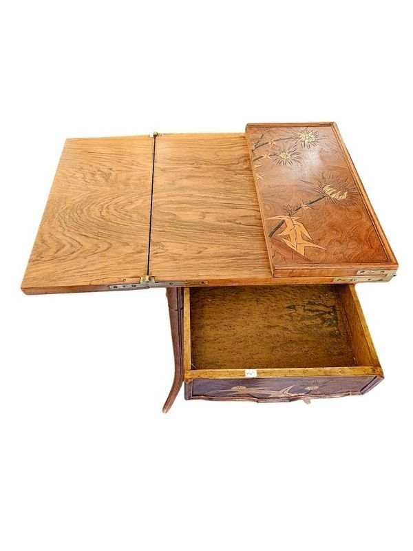 Emile Gallé Table à Jeux Art Nouveau "Chardons"
