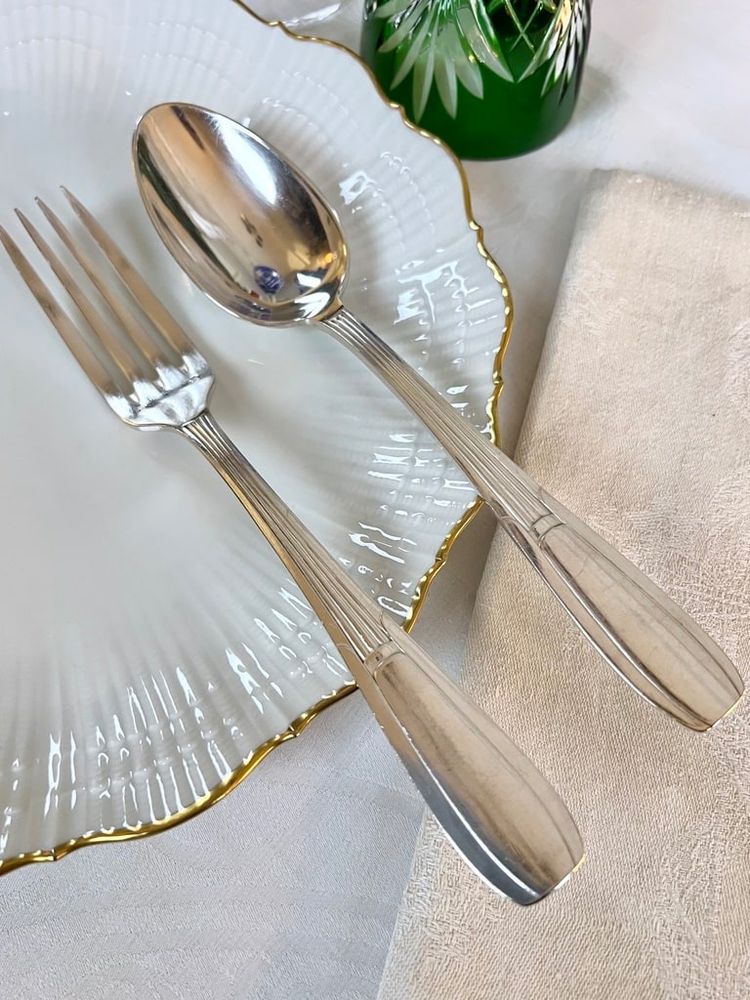 Coffret De 24 Pièces En Métal Blanc Alfénide - Art Deco Flatware