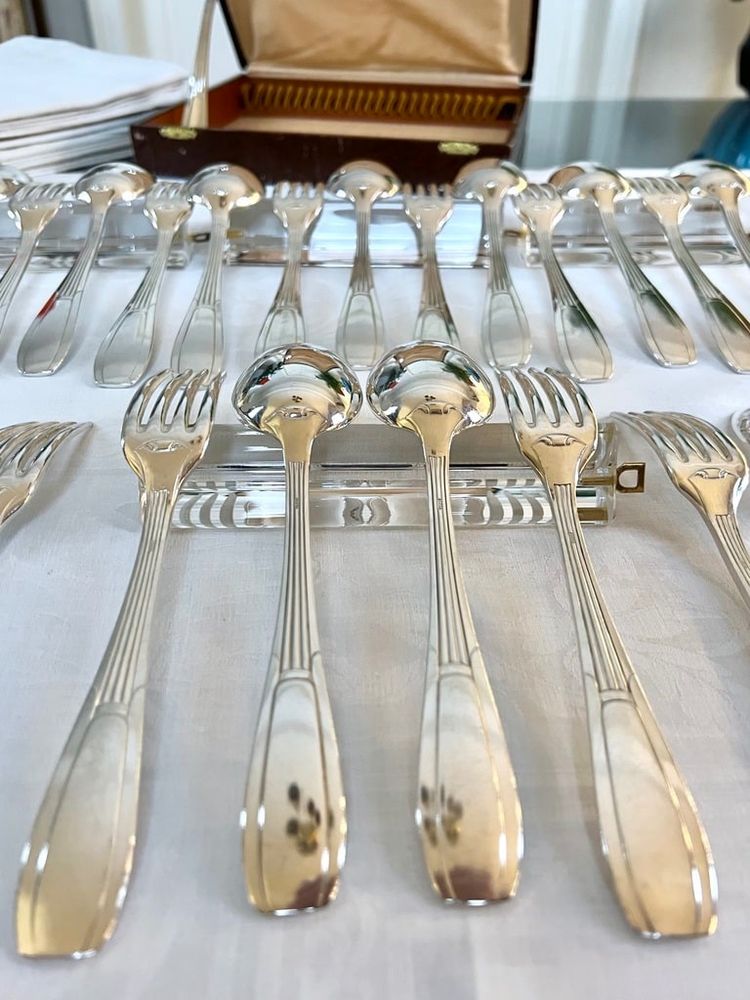 Coffret De 24 Pièces En Métal Blanc Alfénide - Art Deco Flatware