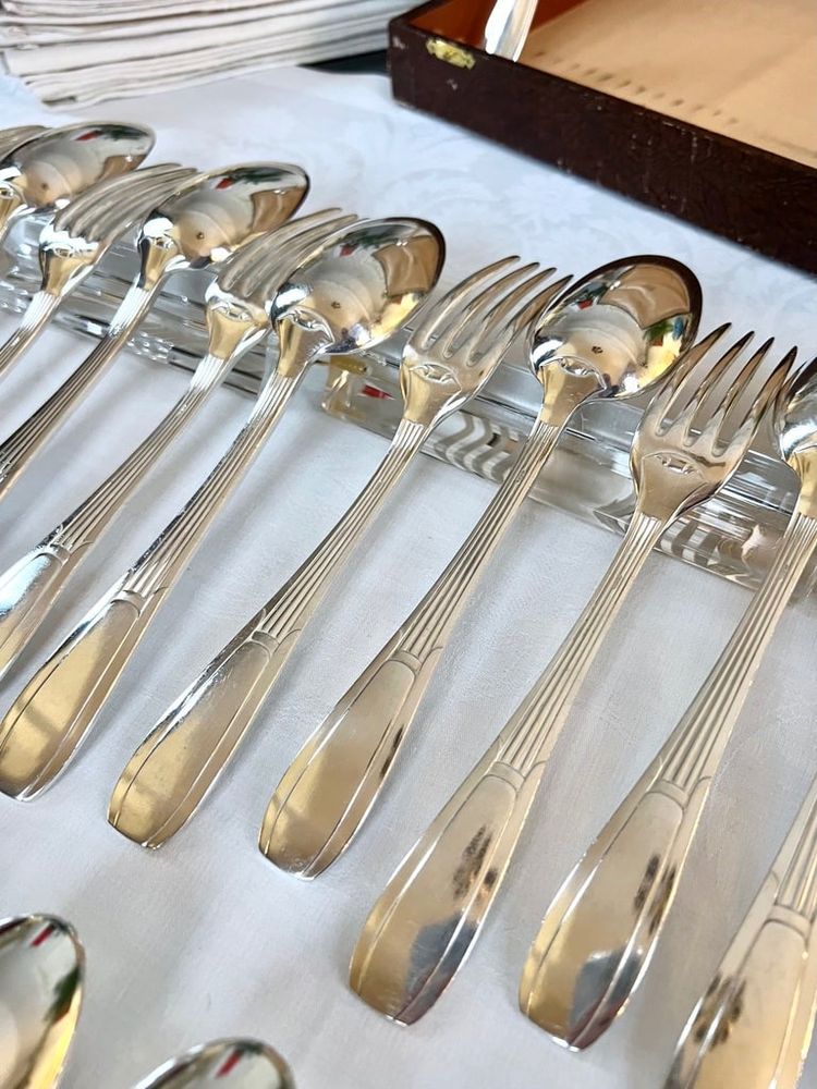 Coffret De 24 Pièces En Métal Blanc Alfénide - Art Deco Flatware