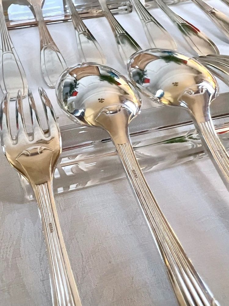 Coffret De 24 Pièces En Métal Blanc Alfénide - Art Deco Flatware