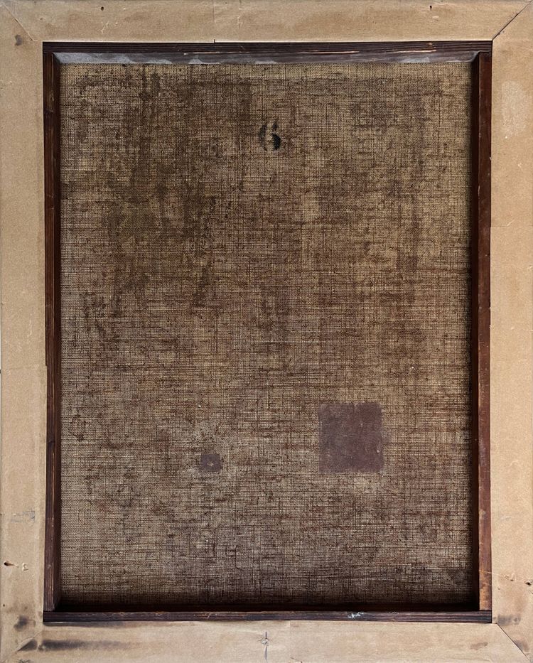 Tableau HST "Portrait de famille : la brodeuse" signé Marolles (XIX° siècle)