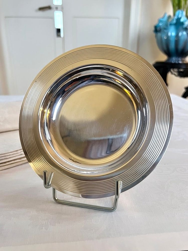 2 sottobicchieri per bottiglie in metallo placcato argento - Christofle - Art Deco