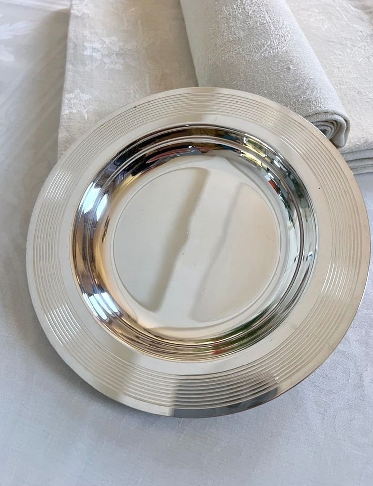 2 sottobicchieri per bottiglie in metallo placcato argento - Christofle - Art Deco