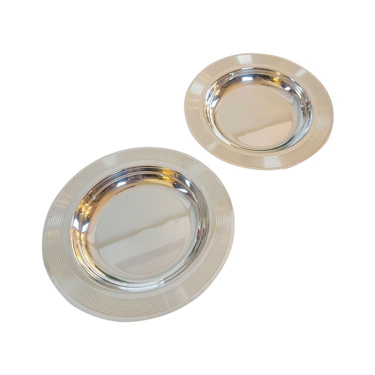 2 sottobicchieri per bottiglie in metallo placcato argento - Christofle - Art Deco