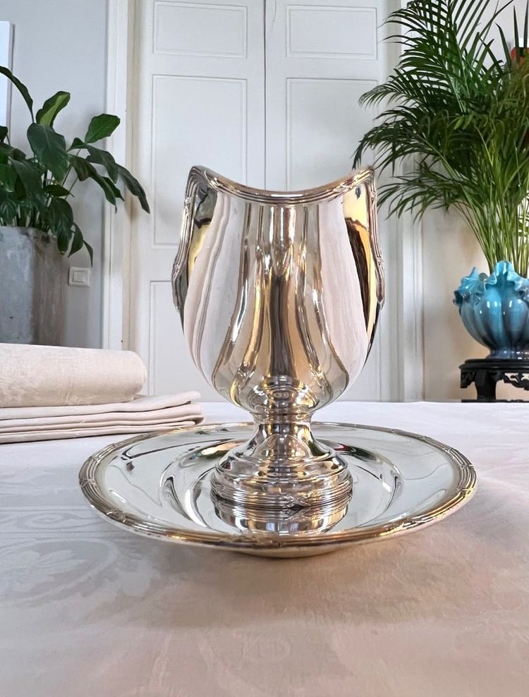 Saucière à Plateau Style Louis XVI En Métal Argenté - Roux Marquiand - Fin 19e Siècle