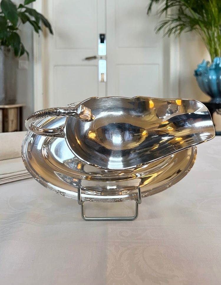 Saucière à Plateau Style Louis XVI En Métal Argenté - Roux Marquiand - Fin 19e Siècle