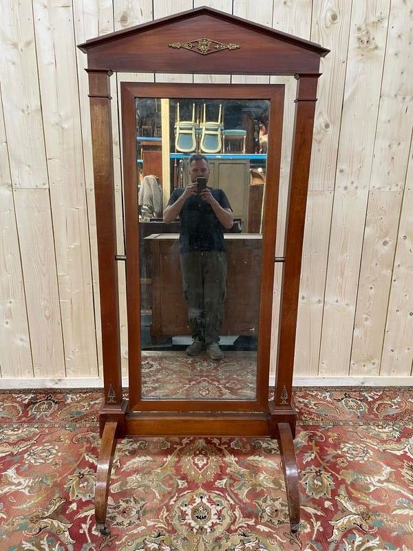 Mahogany Empire style psyche mirror