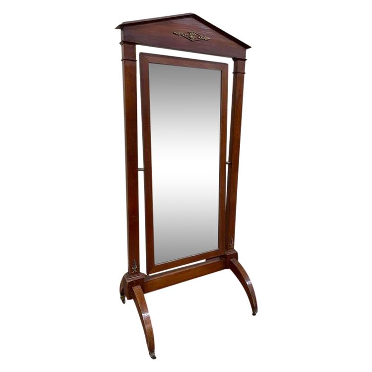 Mahogany Empire style psyche mirror