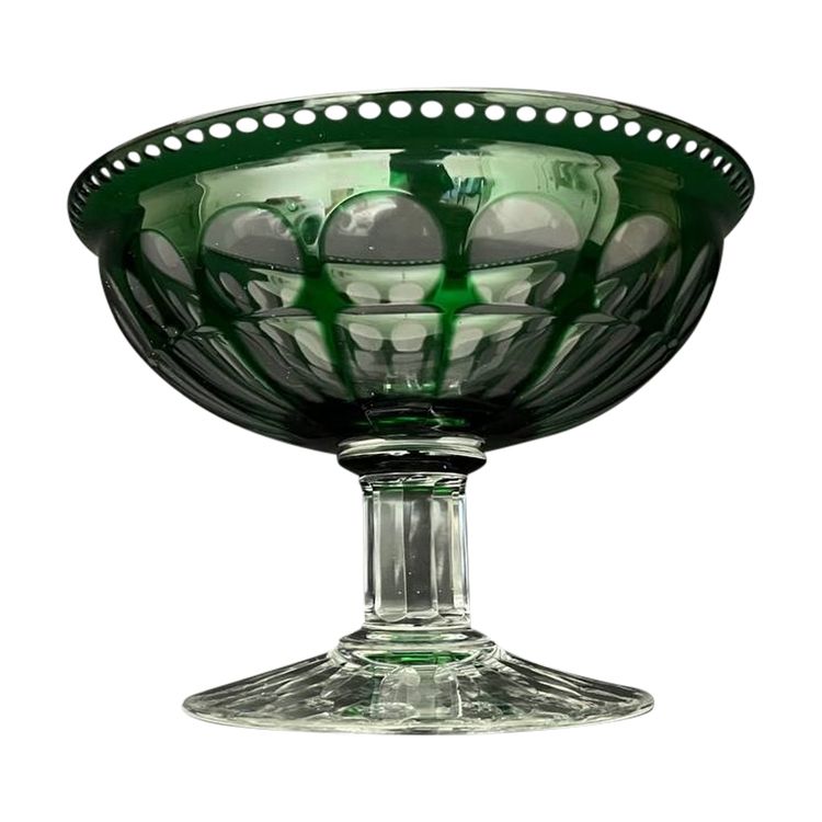 Coupe En Cristal Vert Taillé – Style Art Déco