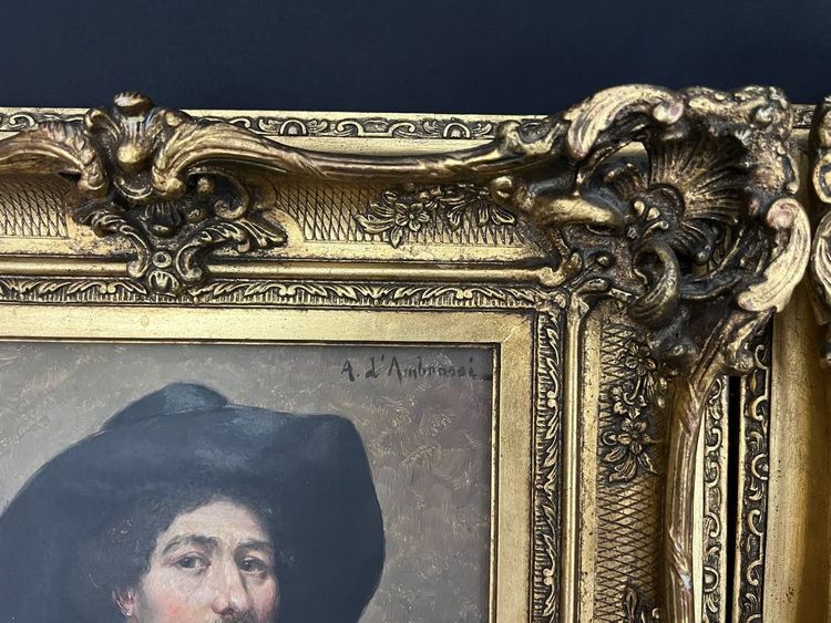 Paire De Portraits Masculins – A. D’ambrossi – Huile Sur Panneau – époque XIXe