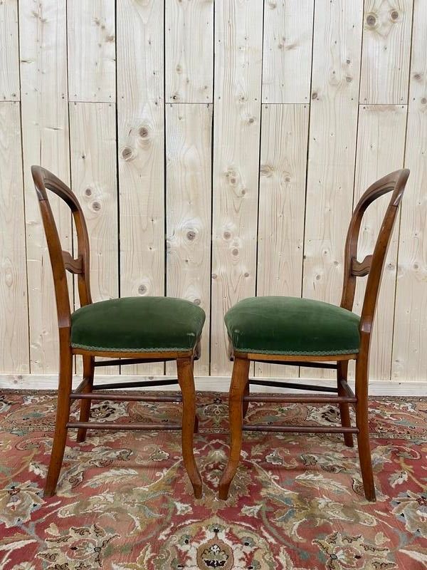 Paire de chaises époque Louis Phillipe en velours vert 