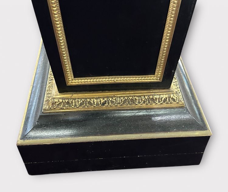 Pedestal - Sheath - Napoleon III Period Column in Blackened Wood and Gilded Bronze, Late 19th Century