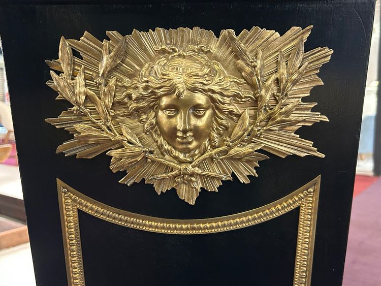 Pedestal - Sheath - Napoleon III Period Column in Blackened Wood and Gilded Bronze, Late 19th Century