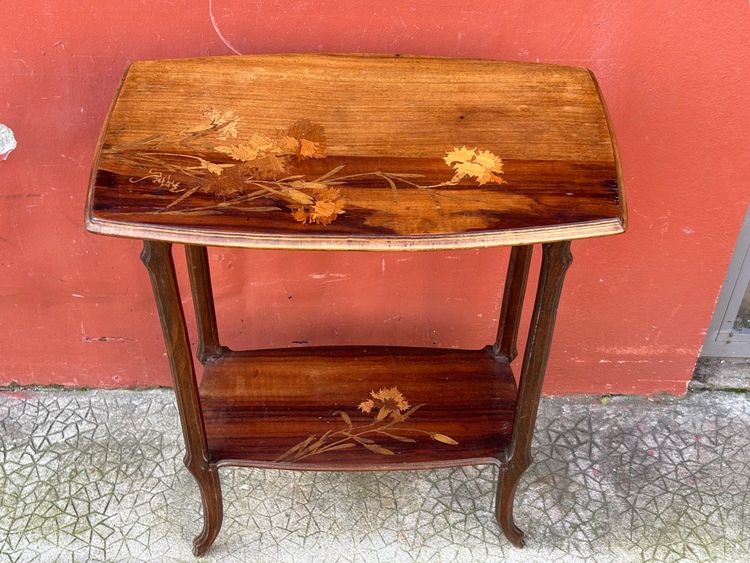 émile Galle ( 1846-1904) Petite Table D’appoint En Marqueterie Art Nouveau école De Nancy 1900