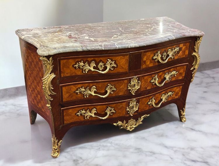 Importante Commode Tombeau En Marqueterie Estampillée De Hansen Hubert époque Louis XV XVIIIème