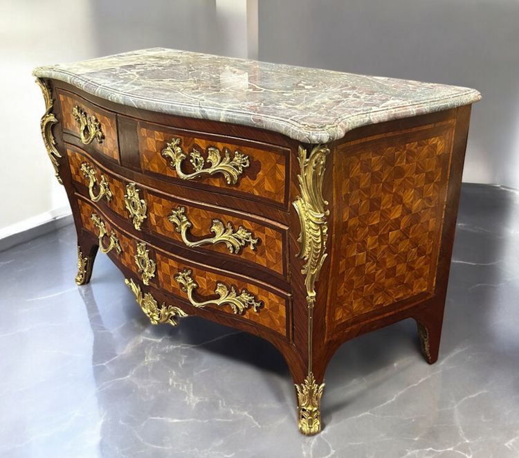 Importante Commode Tombeau En Marqueterie Estampillée De Hansen Hubert époque Louis XV XVIIIème