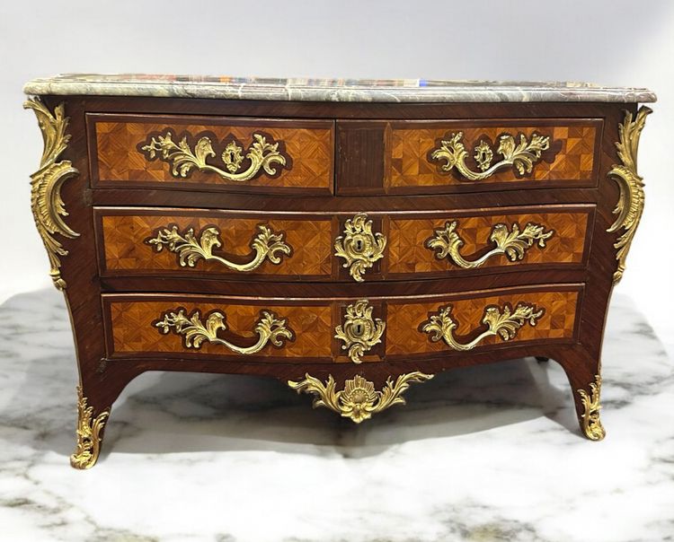 Importante Commode Tombeau En Marqueterie Estampillée De Hansen Hubert époque Louis XV XVIIIème