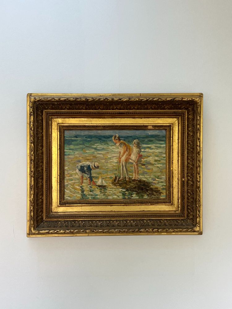 Scene di spiaggia, olio su tavola, Charles Roussel