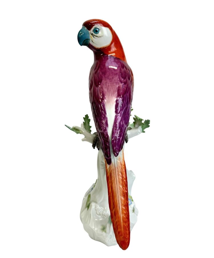 Meissen - Porcelain Figure of a Parrot on a Tree Trunk